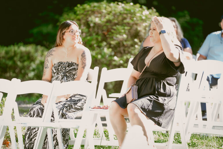 Wedding guests waiting for ceremony to start at The Venue at Ballenger Bridge Greenville South Carolina Landrum South Carolina Spartanburg South Carolina Asheville North Carolina