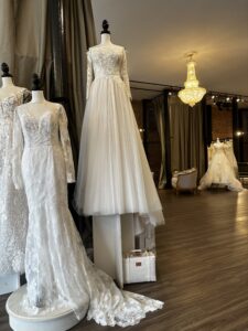 Wedding gowns on display at Ava Laurénne Bride in Greenville South Carolina
