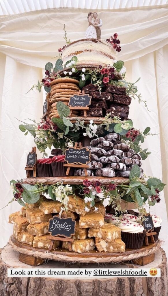 A dessert tower waits for the crowd Greenville South Carolina wedding venue