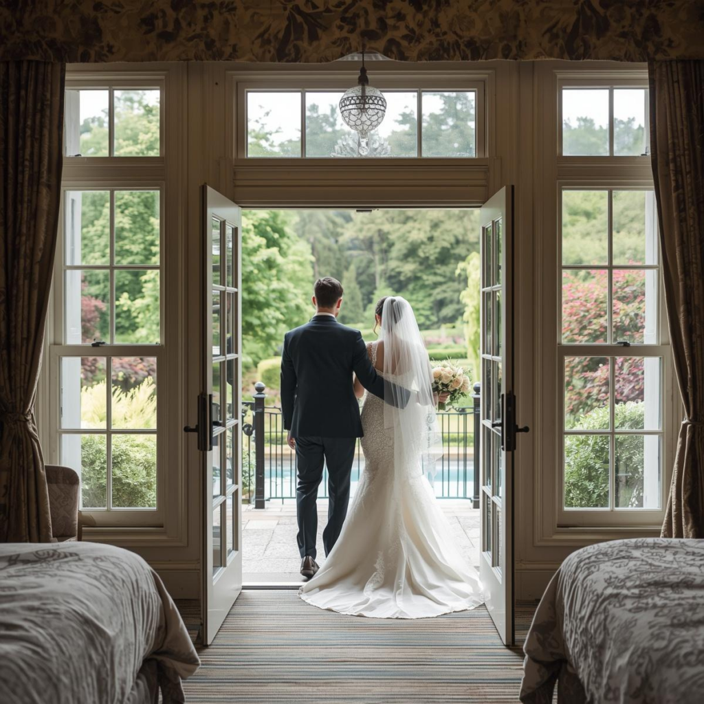 What Is a Hotel Room Block for Weddings? Newlyweds booking a hotel room block for their honeymoon using HotelPlanner.com